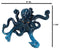 Nautical Marine Blue Giant Octopus Multi Point Tentacles Wall Hooks Sculpture
