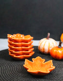 Orange Momiji Maple Leaf Porcelain Condiment Sauce Dishes Or Bowls 2oz Set of 6
