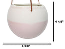 Set of 2 Pastel Blue and Pink Hanging Pot Planters With Leather Rope Strings
