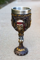 Nautical Pirate Skull Wine Goblet with Crossed Cutlass Red Bandana Chalice
