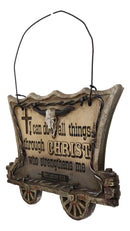 Western Chuckwagon With Longhorn Cow Skull Barbed Wires Bible Verse Wall Decor