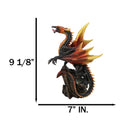 Vulcan Rock Dragon with Fire Wings and Spikes On Volcano Stone Mountain Figurine