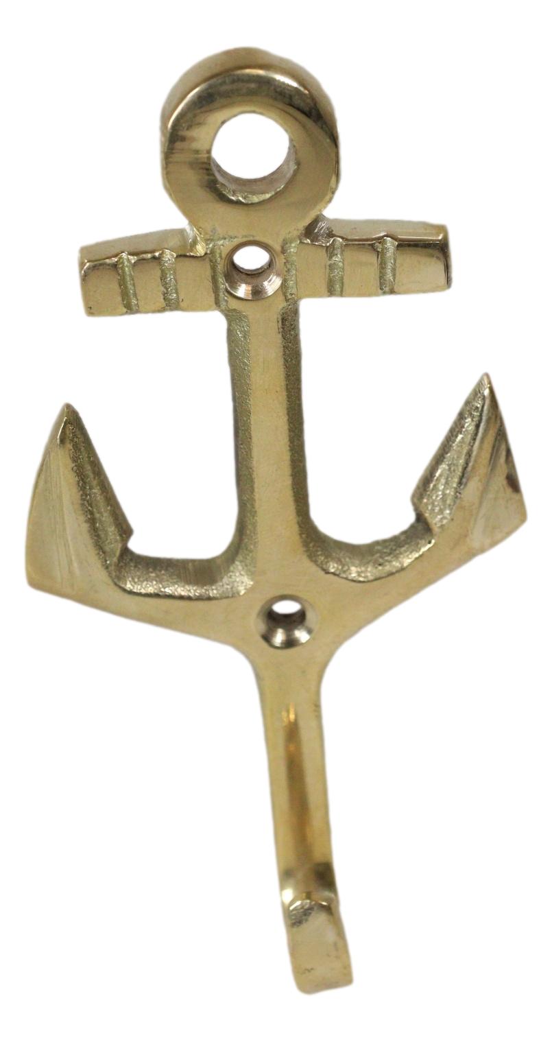 Set of 2 Brass Vintage Maritime Sailor Nautical Ocean Sea Ship Anchor Wall Hooks