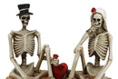 Love Never Dies Skeleton Bridal Wedding Couple With Rose by Red Heart Figurine