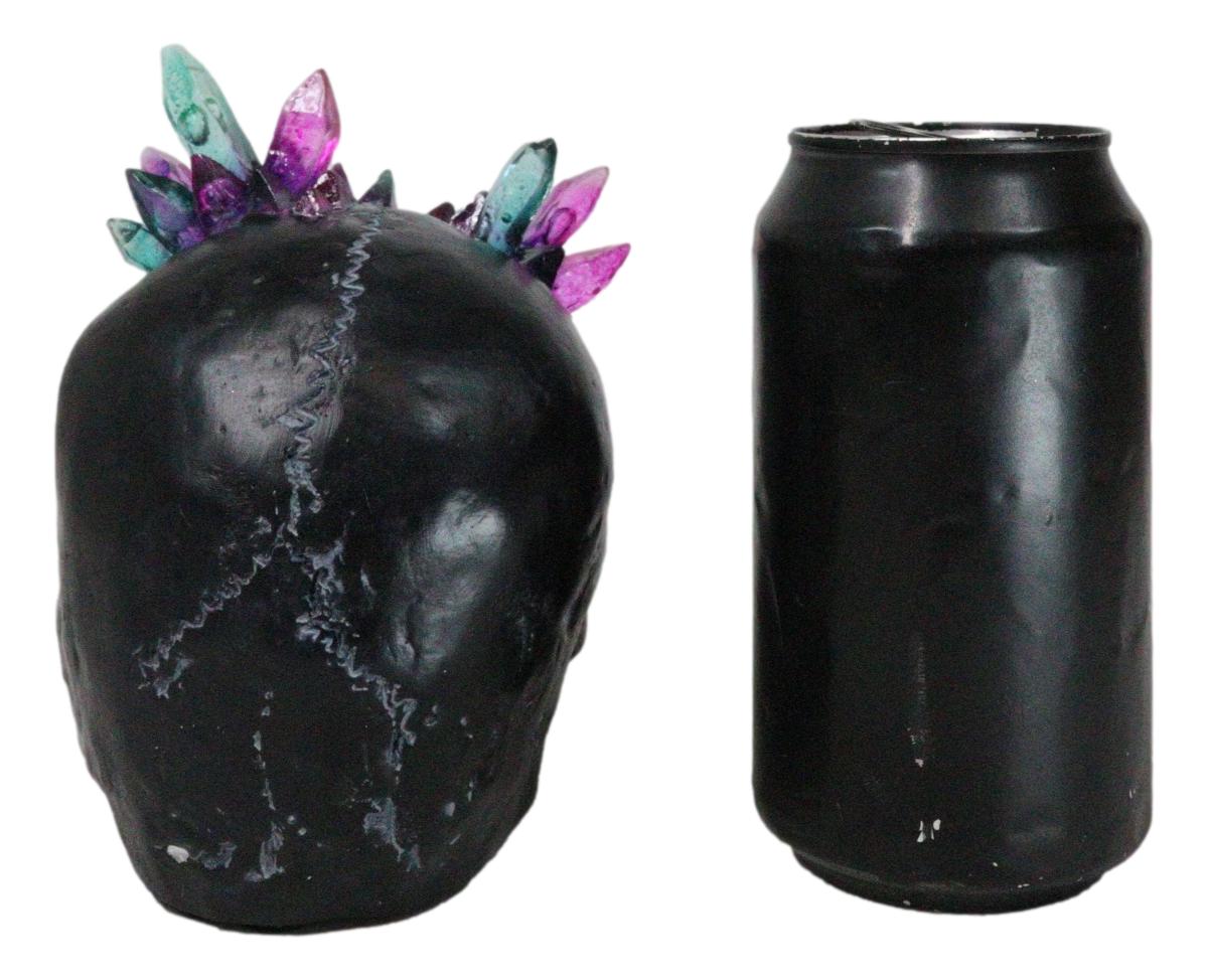 Black Gothic Macabre Spiky Two Tones Crystal Cavern Mine Cranium Skull Figurine