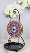 Evil Eye with Mandala Floral Scroll Round Medallion Backflow Incense Cone Burner