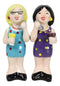 Ceramic Gossiping Phoney Friends Wine And Whine Party Salt Pepper Shakers Set