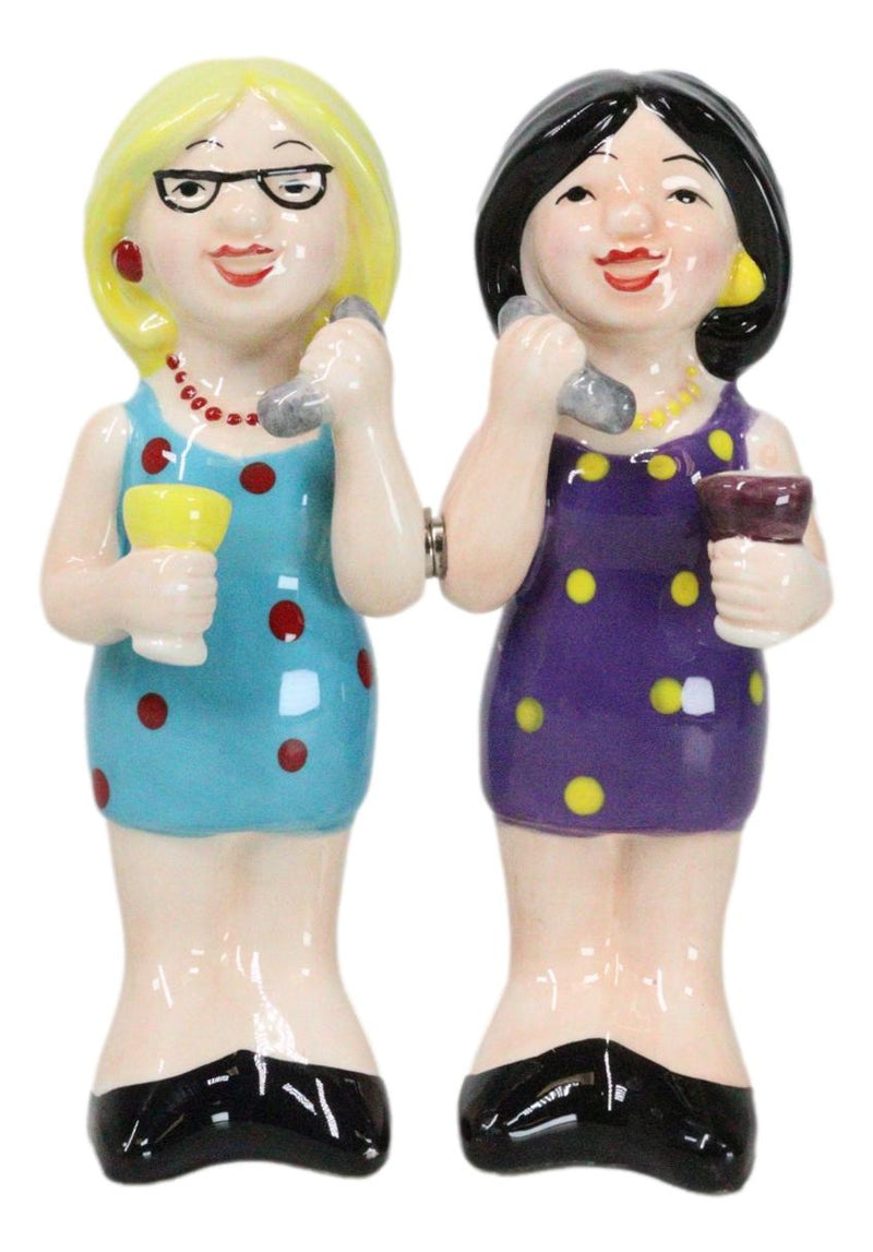 Ceramic Gossiping Phoney Friends Wine And Whine Party Salt Pepper Shakers Set