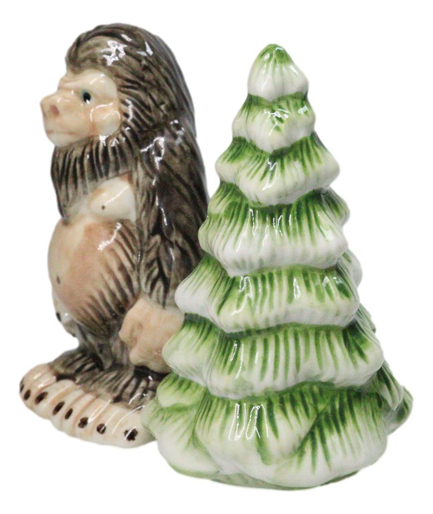 Ceramic Bigfoot Cryptid Ape By Pine Tree Salt And Pepper Shakers Figurine Set