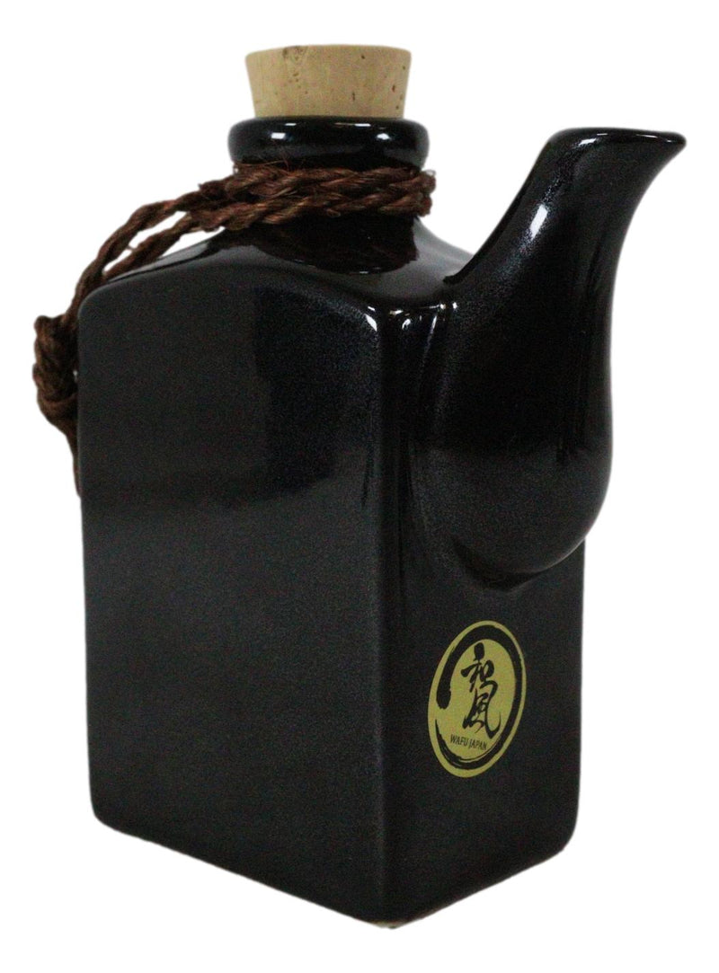 Black Traditional Made In Japan Soy Sauce Dispenser Flask 9oz Shoyu Calligraphy