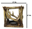 Wildlife Rustic Buck Elk Deer Stag Antlers Crown Pillar Candle Holder Figurine