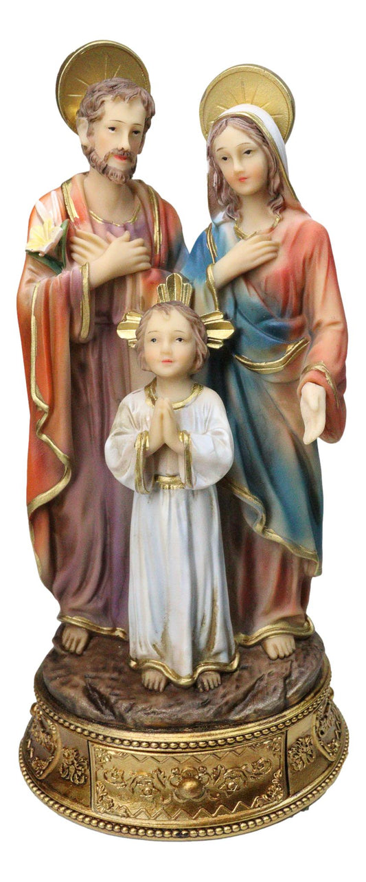 Catholic Holy Family Mary Joseph and Jesus With Rosary Drawer Box Figurine 9"H - Ebros Gift