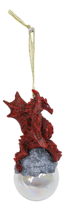 Ruth Thompson Green Tempest Dragon On Pearl Glass Ball Ornament Figurine 5"H