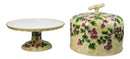 European Vineyard Grapes Ceramic Pastry Pedestal Plate Cake Stand With Dome Lid
