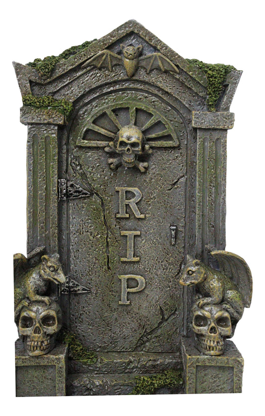 Day of The Dead Gothic Skulls Night Bat and Gargoyles RIP Tombstone Figurine