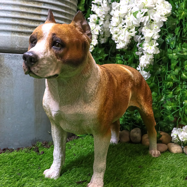 Large Lifelike Realistic American Pit Bull Terrier Dog Statue