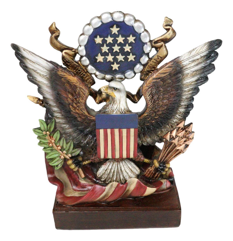American Great Seal Bald Eagle Olive Branch Arrows Pluribus Unum Desktop Plaque
