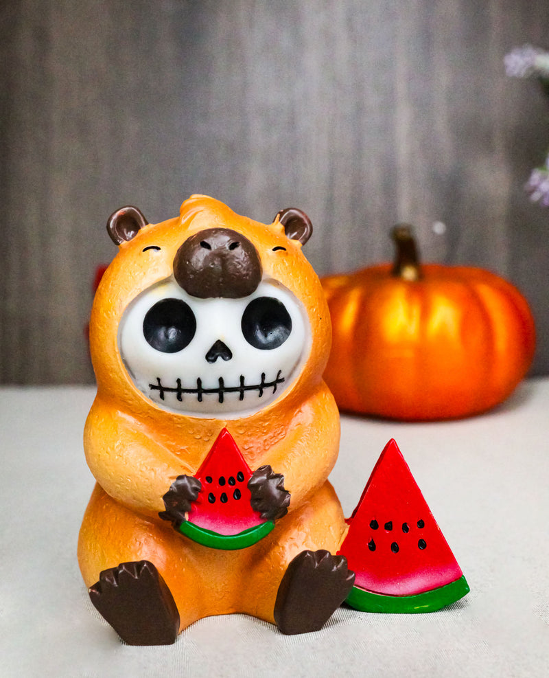 Furrybones Adorable Capybara With Watermelon Skeleton Figurine Furry Bones
