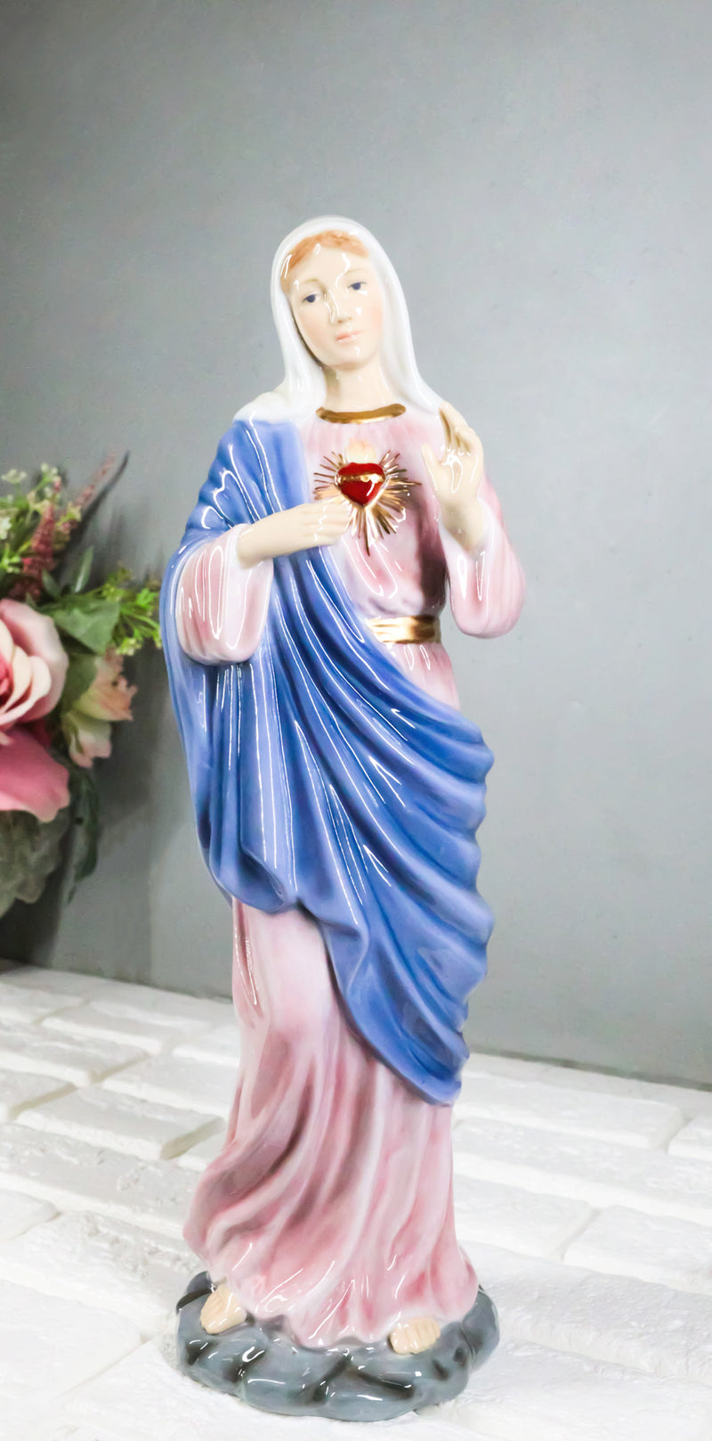 Immaculate Sacred Heart of Mary Blessed Virgin Bone China Porcelain Figurine