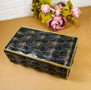 Realistic Faux Turtle Shell Print With Gold Trim Large Jewelry Trinket Box 10"L