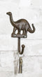 Pack Of 3 Cast Iron Rustic Jurassic Long Neck Brachiosaurus Dinosaur Wall Hooks