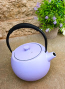 Pastel Purple Minimalist Tilted Round Cast Iron Teapot 28oz Tea Pot With Handle