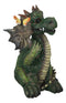 Whimsical Green Garden Dragon With Butterfly With Welcome Plank Sign Figurine