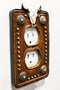 Set of 2 Western Cow Skull Turquoise Concho Wall Double Receptacle Switch Plates