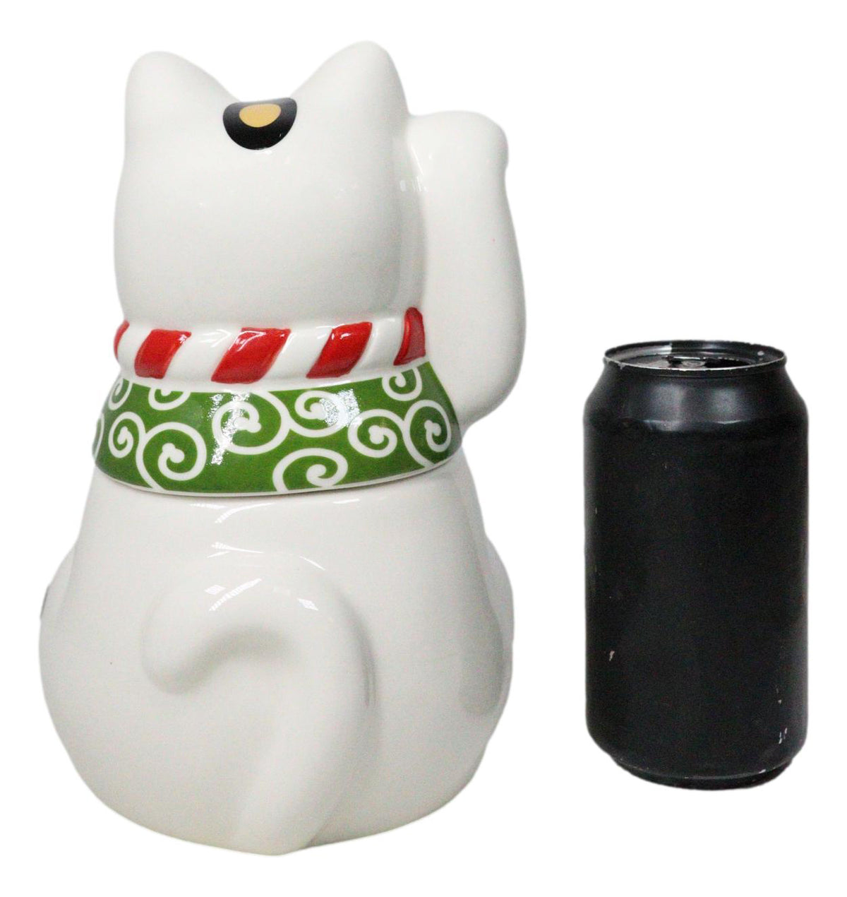 Japanese Maneki Neko Lucky Fortune Charm Cat Ceramic Cookie Jar Figurine