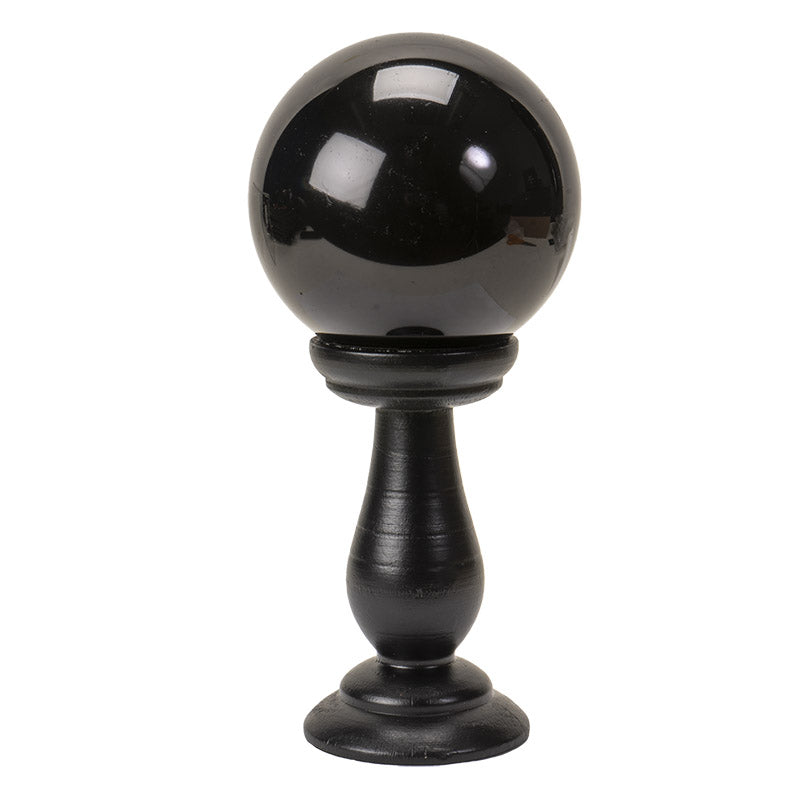 Wicca Occult Witchcraft Witch Black Crystal Glass Gazing Ball On Stand Decor