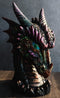 Medieval Fantasy Hydra Fin Red Spiked Dragon Head With Bright Eyes Statue 8"H