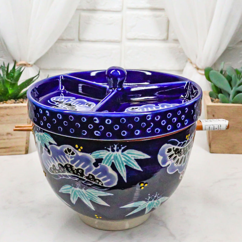 Ebros Udon Noodles & Tentsuyu Dipping Sauce 6"D Bowl & Choptick Set (Midinight)