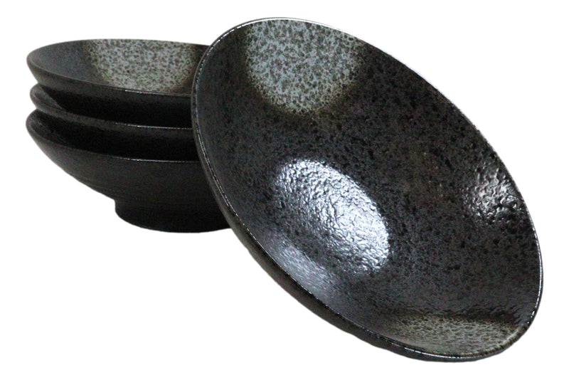 Pack Of 4 Charcoal Grey Tone Hakumu Collection Large Ramen Soup Dinner Bowl 36oz