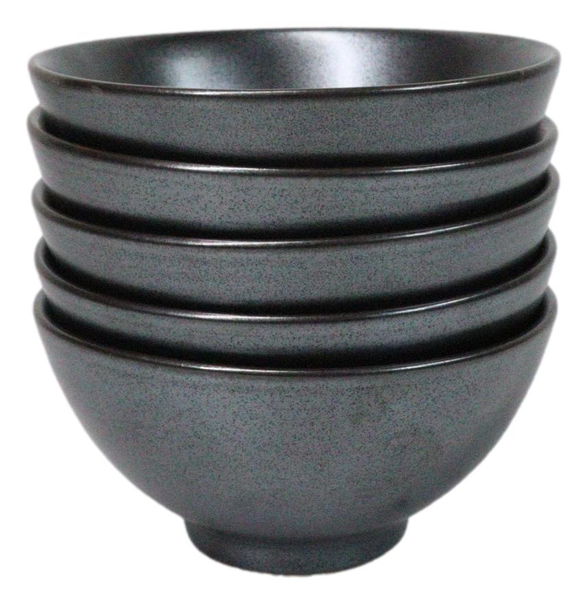 Pack Of 6 Black Tetsu Kesho Collection Small Rice Soup Appetizer Bowls 10oz