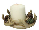 Antler Haven Candle Ring Holder Or Candleholder Rustic Deer Antler & Pinecone