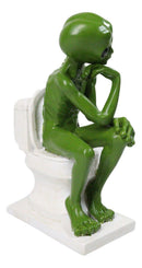 UFO Green Roswell Alien Constipated On Toilet Seat in Thinker Pose Figurine