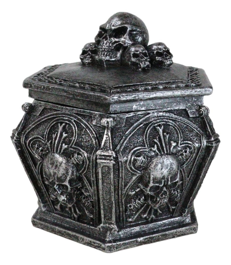 Gothic Celtic Knotwork Graveyard Skulls And Bones Hexagon Decorative Trinket Box