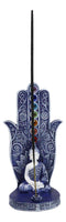 Blue Nirvana Hamsa Palm Buddha Rainbow Chakra Stones Incense Holder Figurine