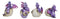 Set Of 4 Purple Spyro Baby Dragon Hatchlings Breaking Out Of Eggs Figurines