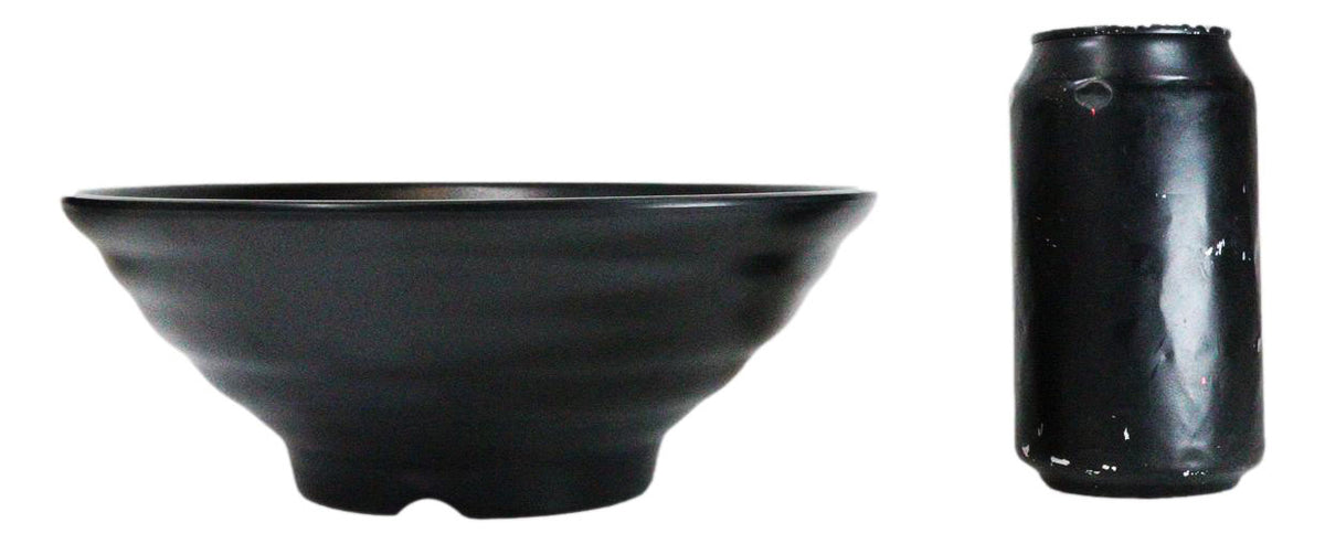 Pack Of 6 Modern Ridged Matte Black Melamine Large Round Ramen Soup Bowls 48oz - Ebros Gift