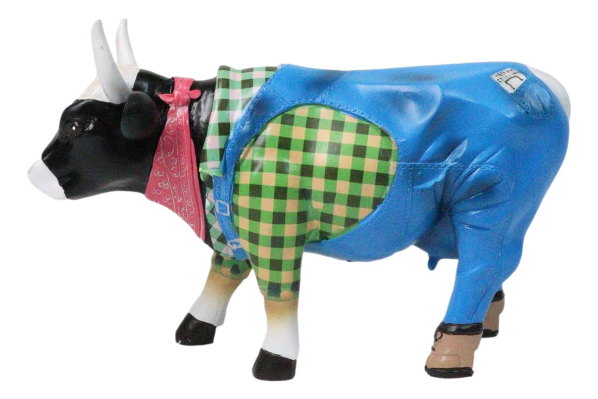 Cow Parade Western Country Farmer Cow In Bib Overalls Collector's Figurine