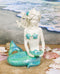 Nautical Aqua Capiz Blue Tailed Mermaid Holding Pearl In Clam Shell Figurine
