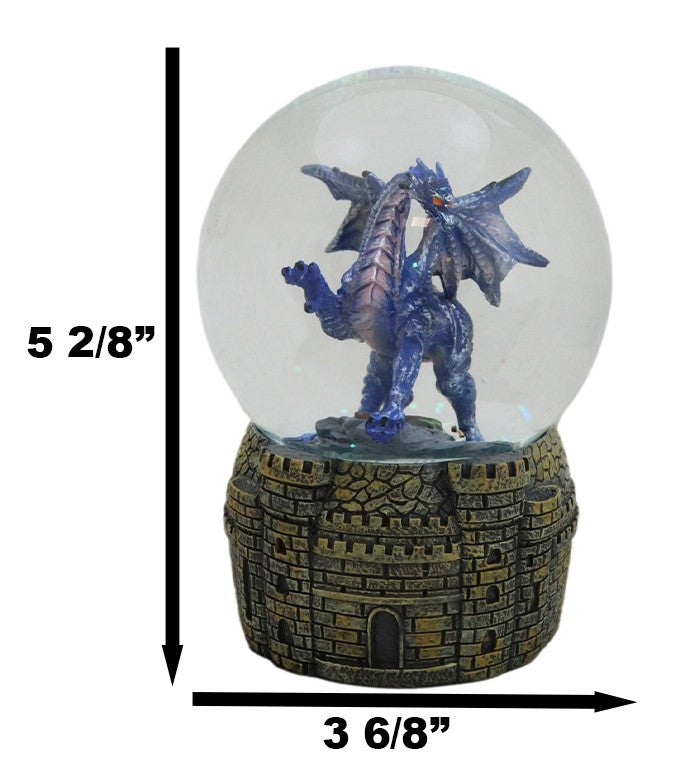 Legends Fantasy Blue Midnight Dragon Water Globe With Glitters Figurine 100mm