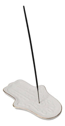 Wicca Mystical White Hamsa Palm with Evil Eye Hand Incense Stick Holder Dish