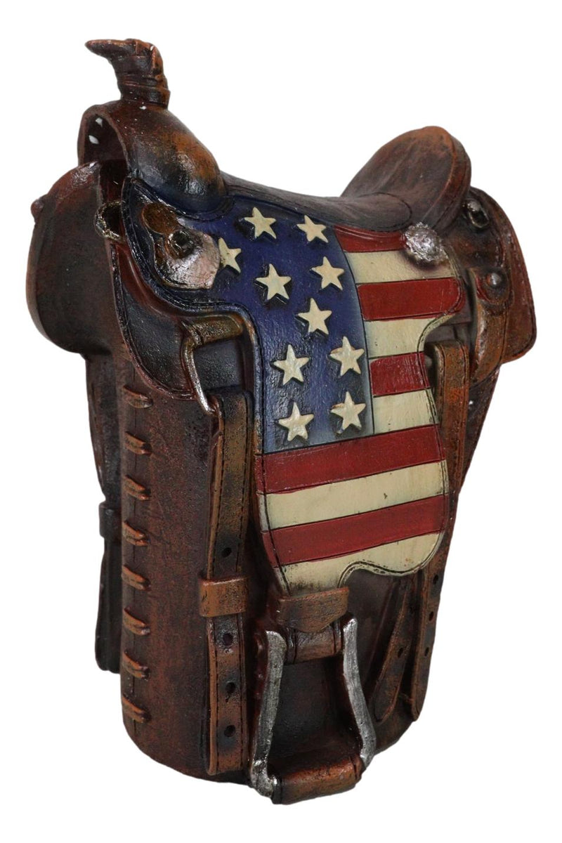Rustic Western Cowboy Horse American Flag Saddle Money Coin Savings Piggy Bank