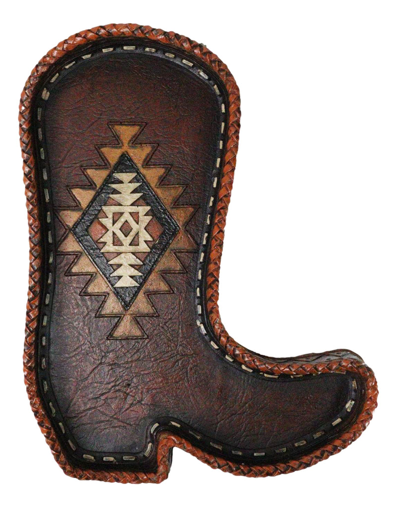 Southwest Rustic Aztec Navajo Diamond Pattern Cowboy Boot Jewelry Coin Dish Tray