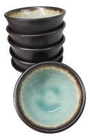 Pack Of 6 Crackle Green Midori Kannyu Ceramic Small Appetizer Rice Bowls 10oz