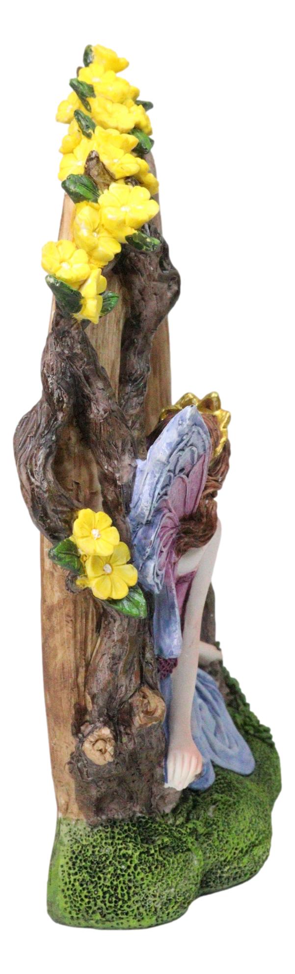 Beautiful Crowned Fairy Daydreaming in The Forest Table Desktop Mirror Figurine