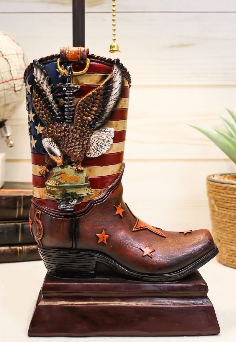 American Forgotten Soldier Eagle Rifle And Helmet Cowboy Boot Desktop Table Lamp