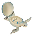 Marine Swimming Blue Shell Sea Turtle Decorative Jewelry Trinket Box Figurine